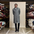 Manteau Balmacaan En Laine Nattée Grise