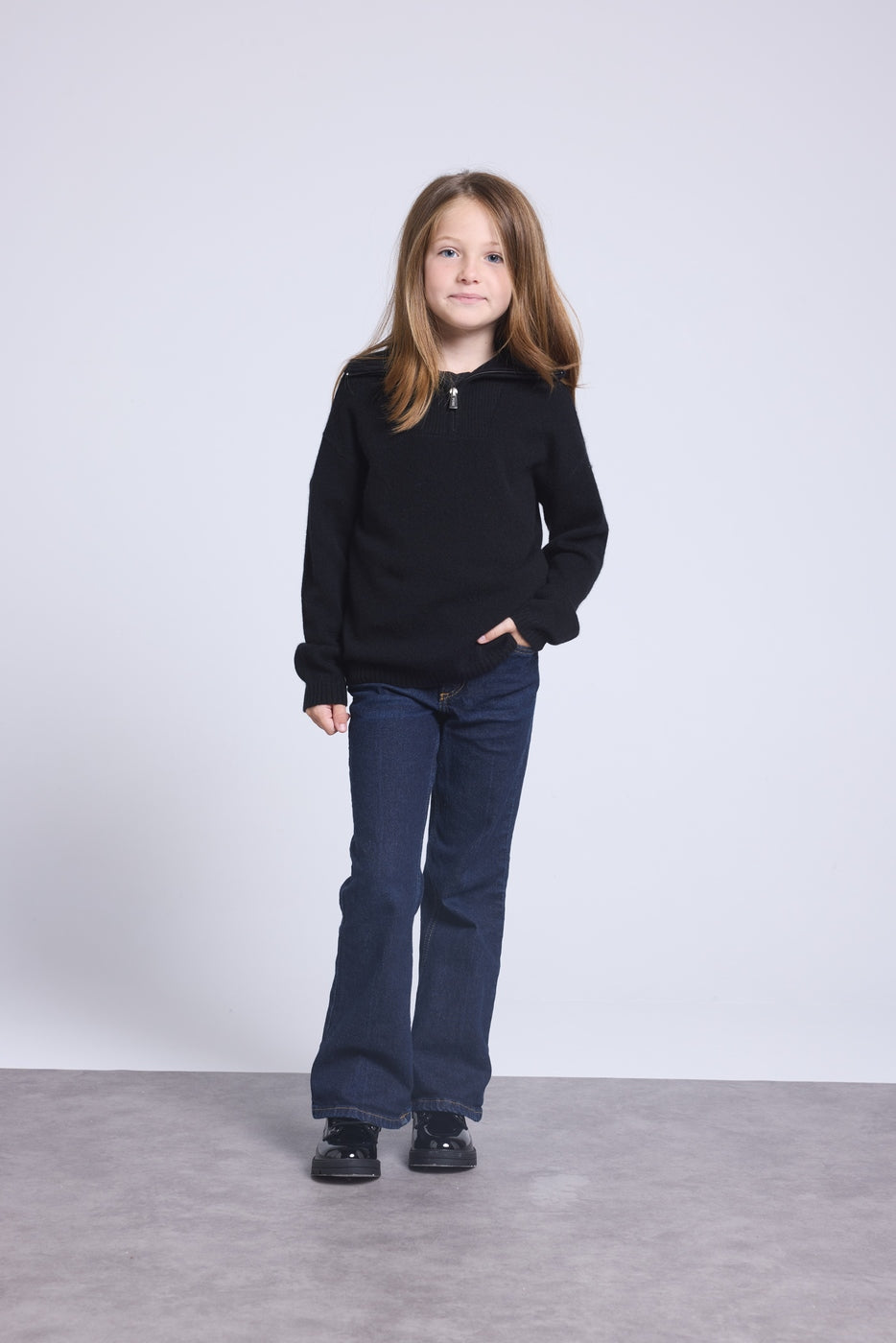 Pull Col Montant Zippe Marchy - Noir - Enfant