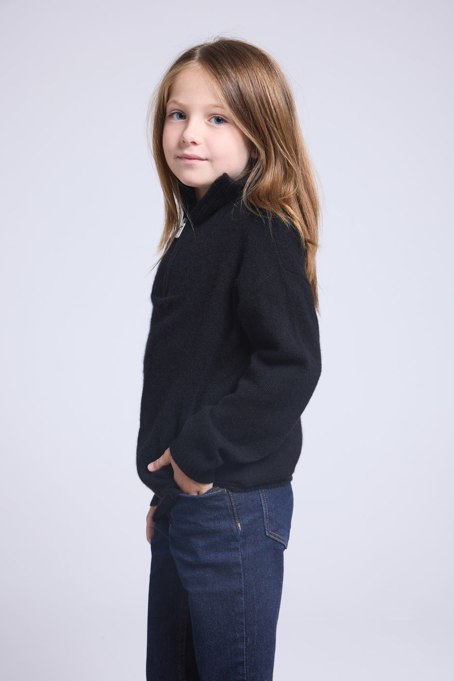 Pull Col Montant Zippe Marchy - Noir - Enfant