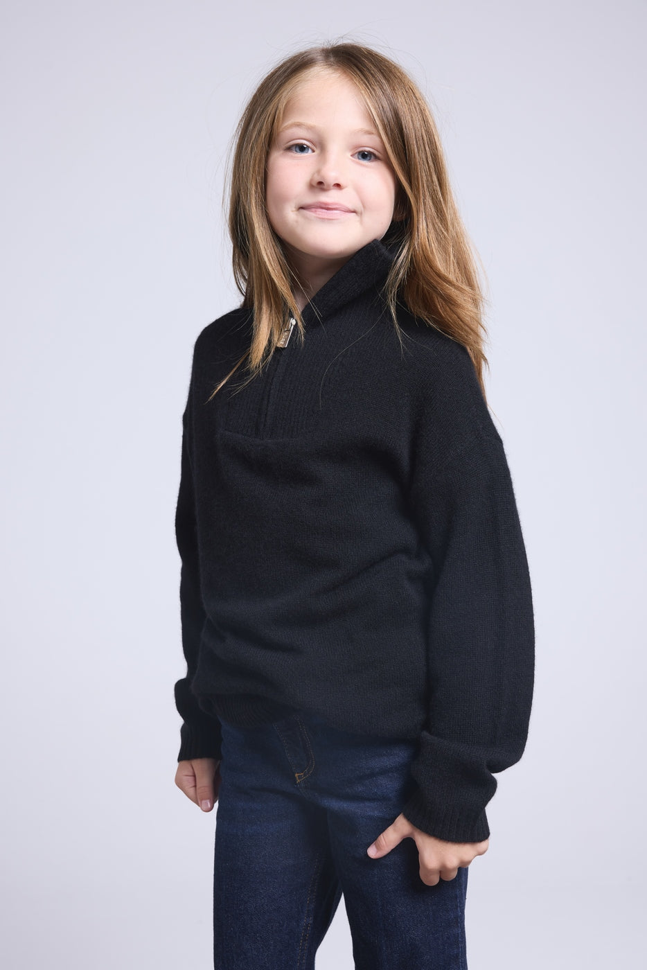 Pull Col Montant Zippe Marchy - Noir - Enfant