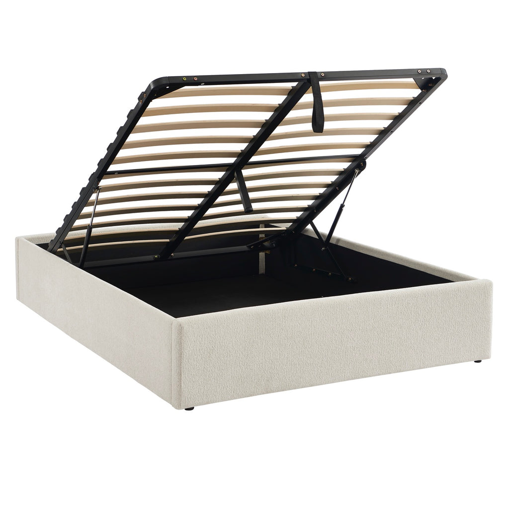 Marcy - Letto contenitore - Tessuto ciniglia beige