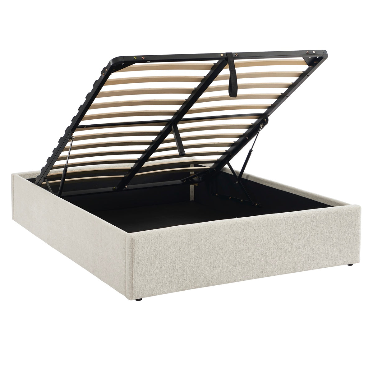 Marcy - Letto contenitore - Tessuto ciniglia beige