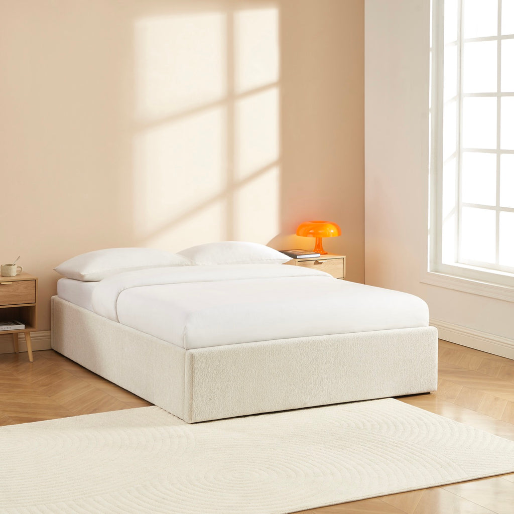 Marcy - Letto contenitore - Tessuto ciniglia beige