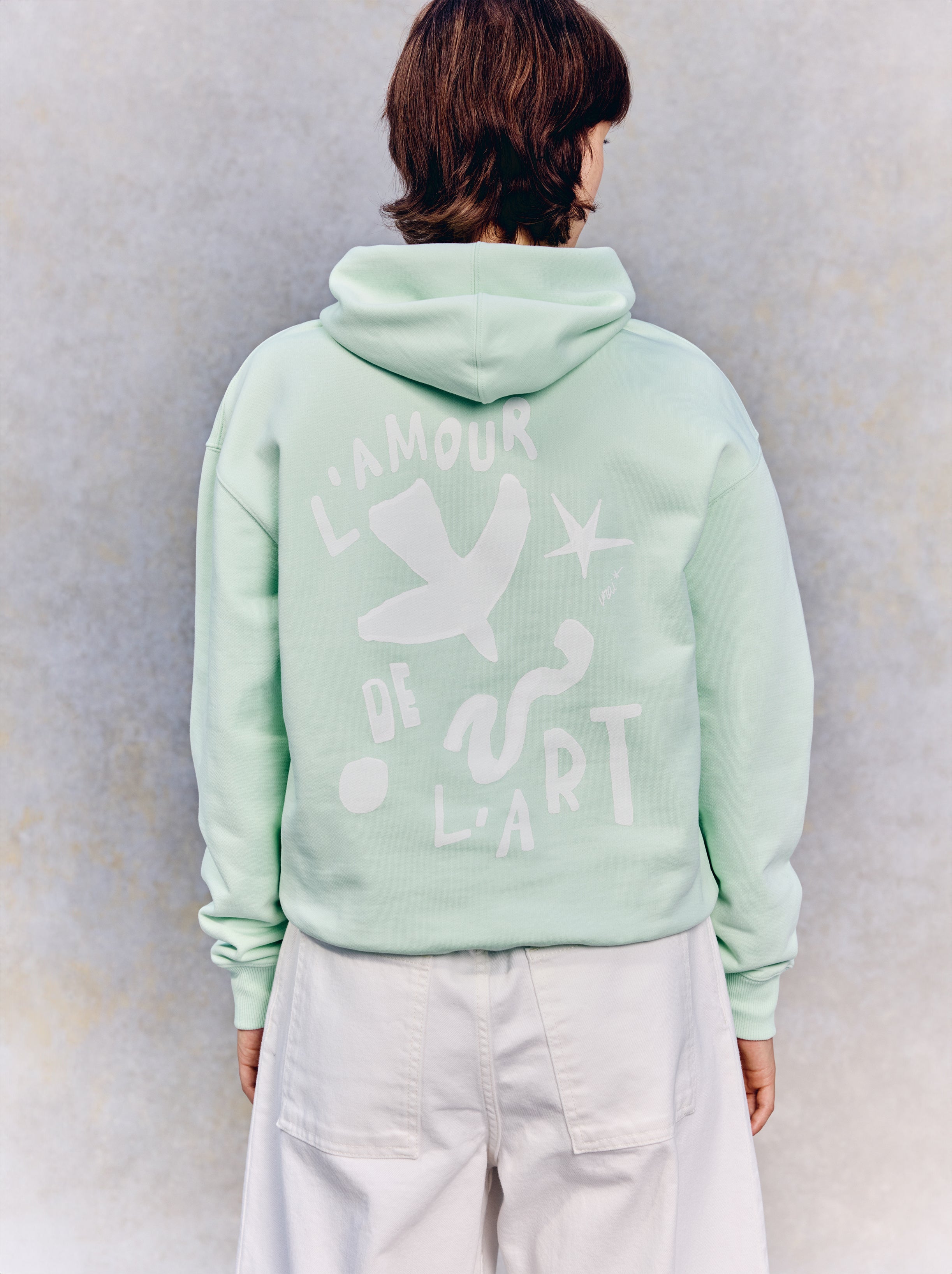 Sweat Capuche Unisexe Fresque Vert D'Eau