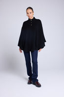 Poncho Boutons Dorés Margot - Noir