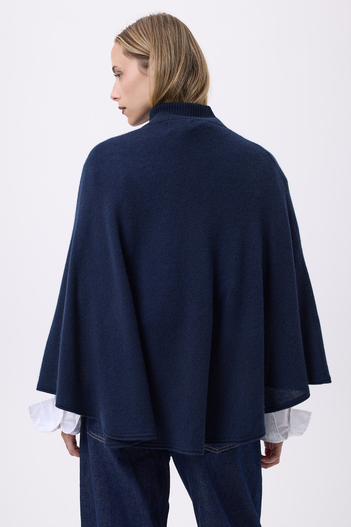 Poncho Boutons Dores Margot - Bleu Marine - Femme