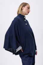 Poncho Boutons Dores Margot - Bleu Marine - Femme