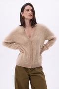 Marianne V-Neck Cardigan – Brushed Cashmere - Cream Beige - Women