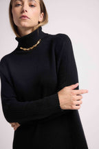 Rollkragenkleid Marie – Schwarz – Damen