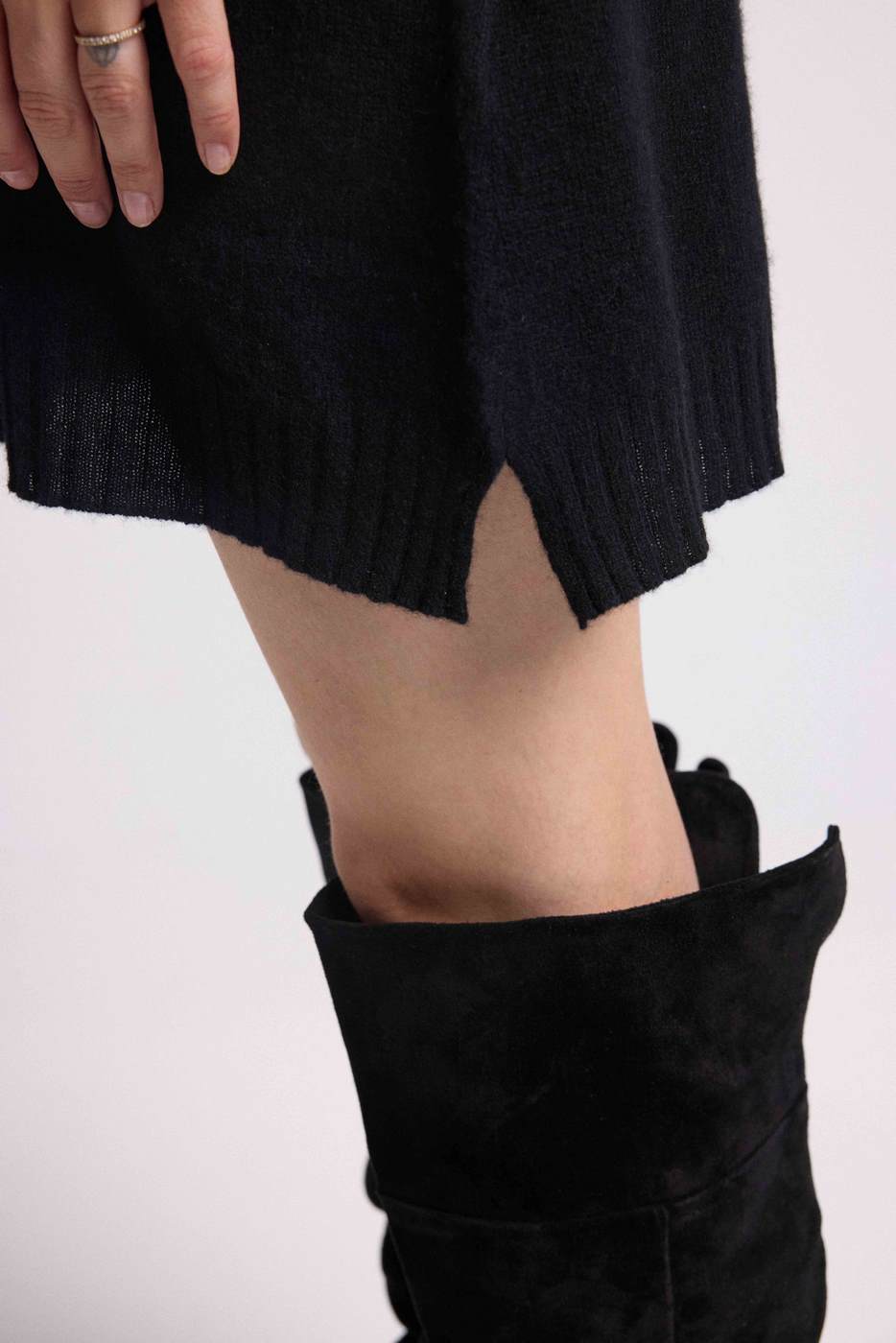 Rollkragenkleid Marie – Schwarz – Damen