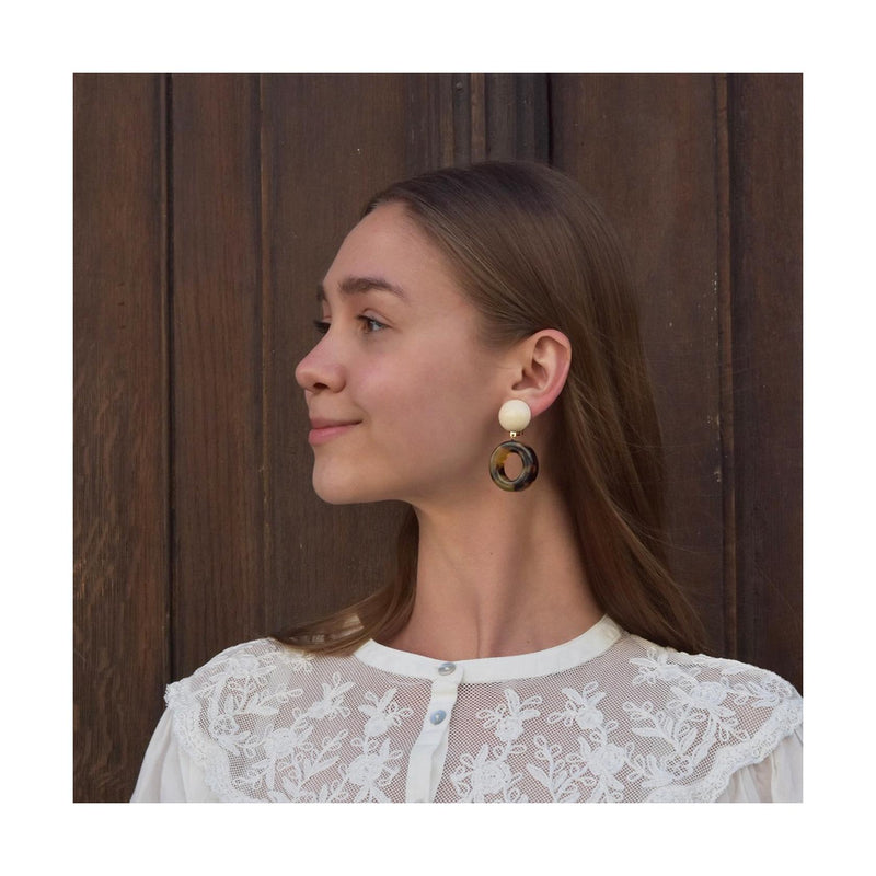 Boucles D'Oreilles Marie - Ecaille Marron