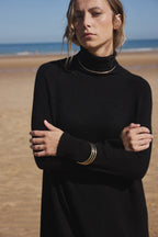 Rollkragenkleid Marie – Schwarz – Damen