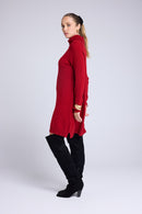 Robe Col Roule Marie - Rouge Bordeau