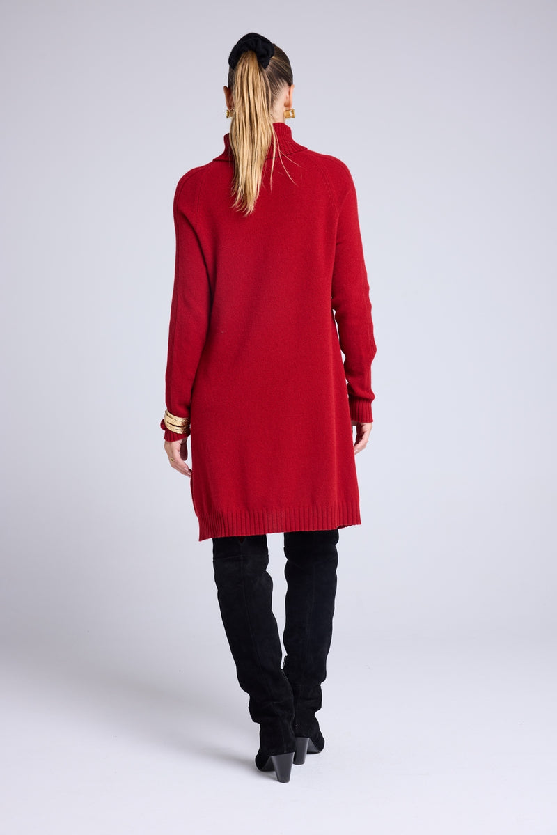Robe Col Roule Marie - Rouge Bordeau