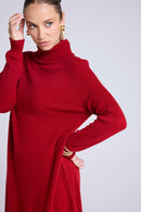 Robe Col Roule Marie - Rouge Bordeau