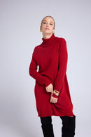 Robe Col Roule Marie - Rouge Bordeau