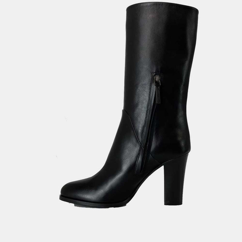 Mi-Bottes Ann Tuil Marine Bis - Cuir Noir