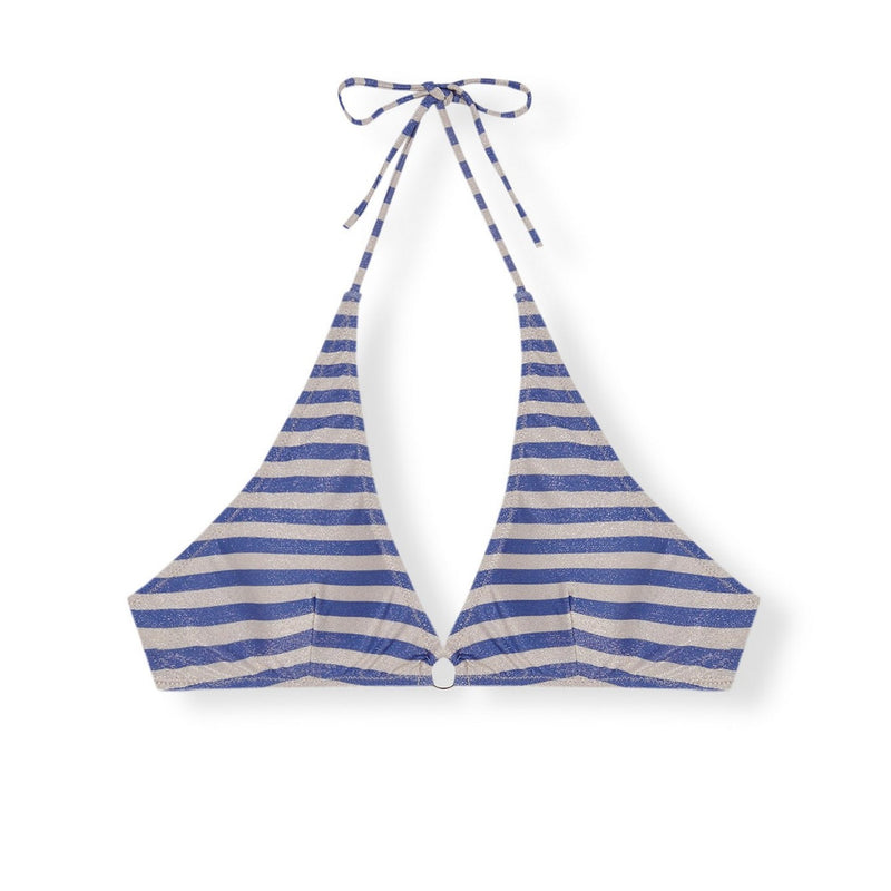 Top de bikini estilo halter marinero - Azul