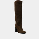 Bottes Genouilleres Ann Tuil Marin - Velours Marron