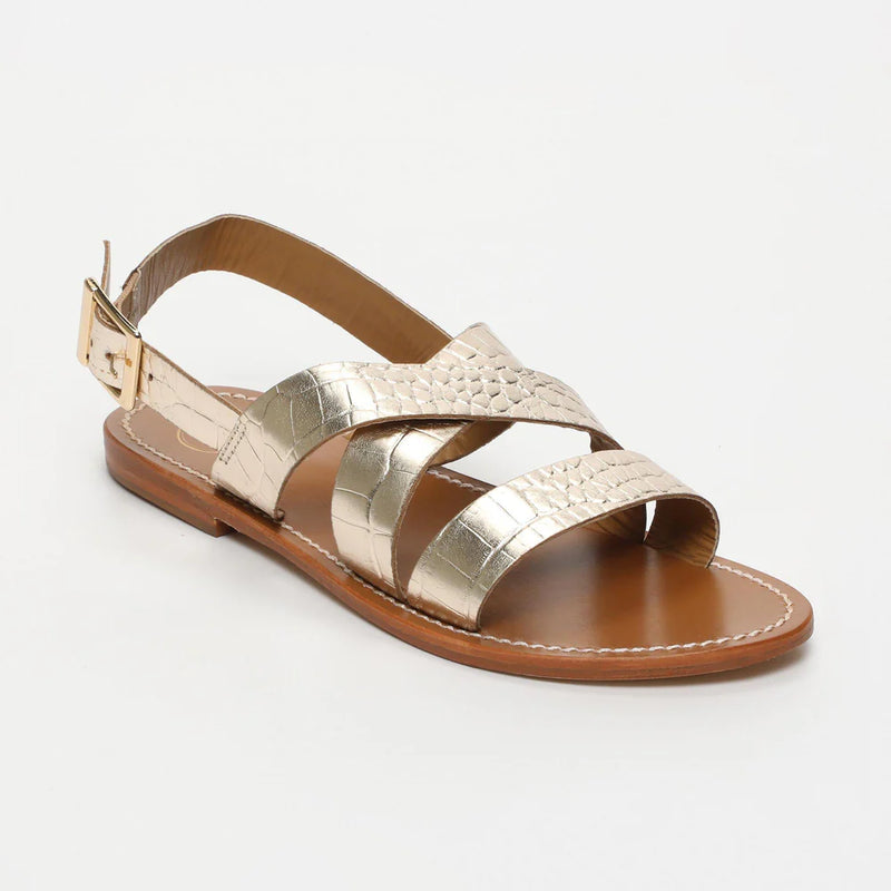 Marney Sandals - Light Gold Croco