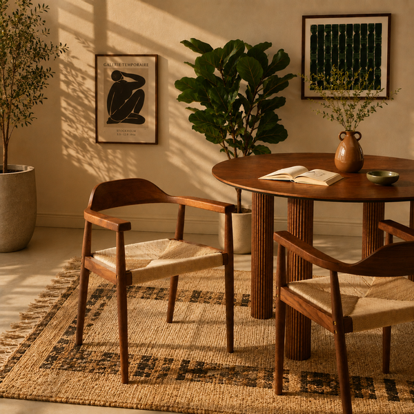 Martie - Lot De 2 Chaises - Chêne Massif & Corde - Noyer