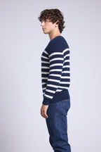 Pull Mariniere Martin - Bleu Marine Et Blanc - Homme - 100% Cachemire
