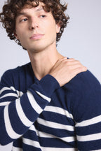 Pull Mariniere Martin - Bleu Marine Et Blanc - Homme - 100% Cachemire