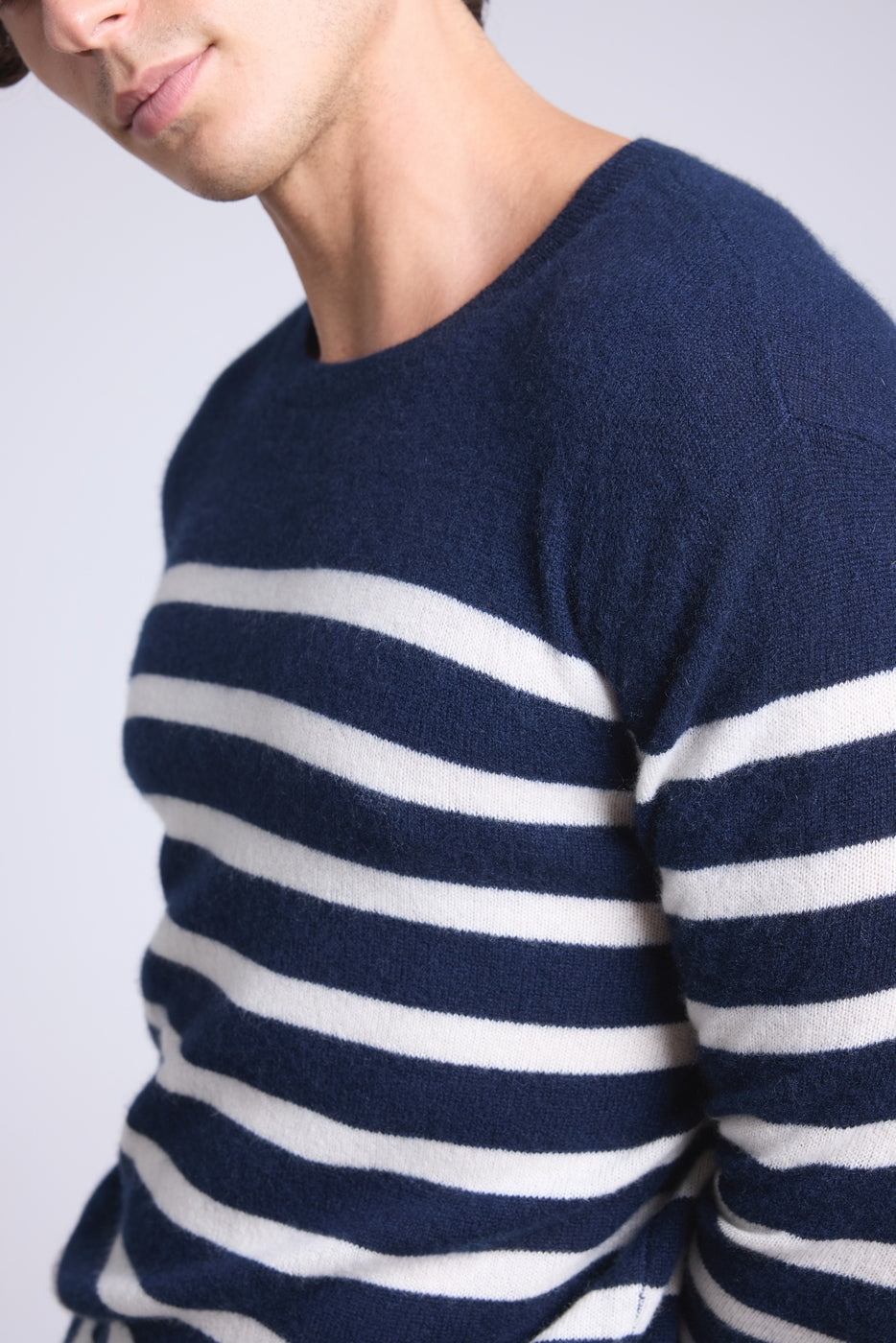 Pull Mariniere Martin - Bleu Marine Et Blanc - Homme - 100% Cachemire