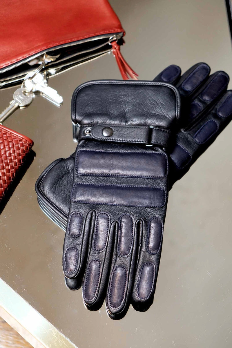 Gants Marvin Cuir Doublés Alpaga - Noir Tactile/Navy/Cuffbleu - Homme