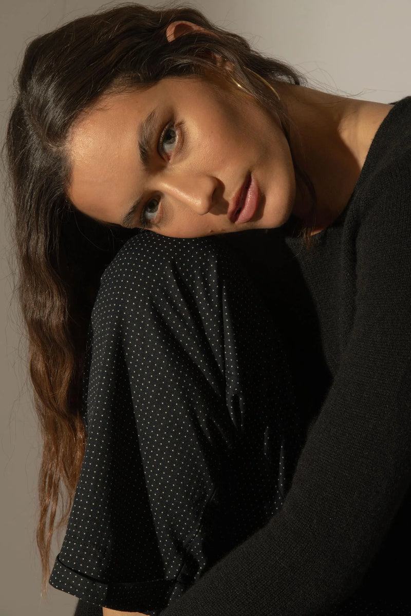 Pull Col Rond 4 Fils - Marya - Noir