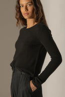 Pull Col Rond 4 Fils - Marya - Noir
