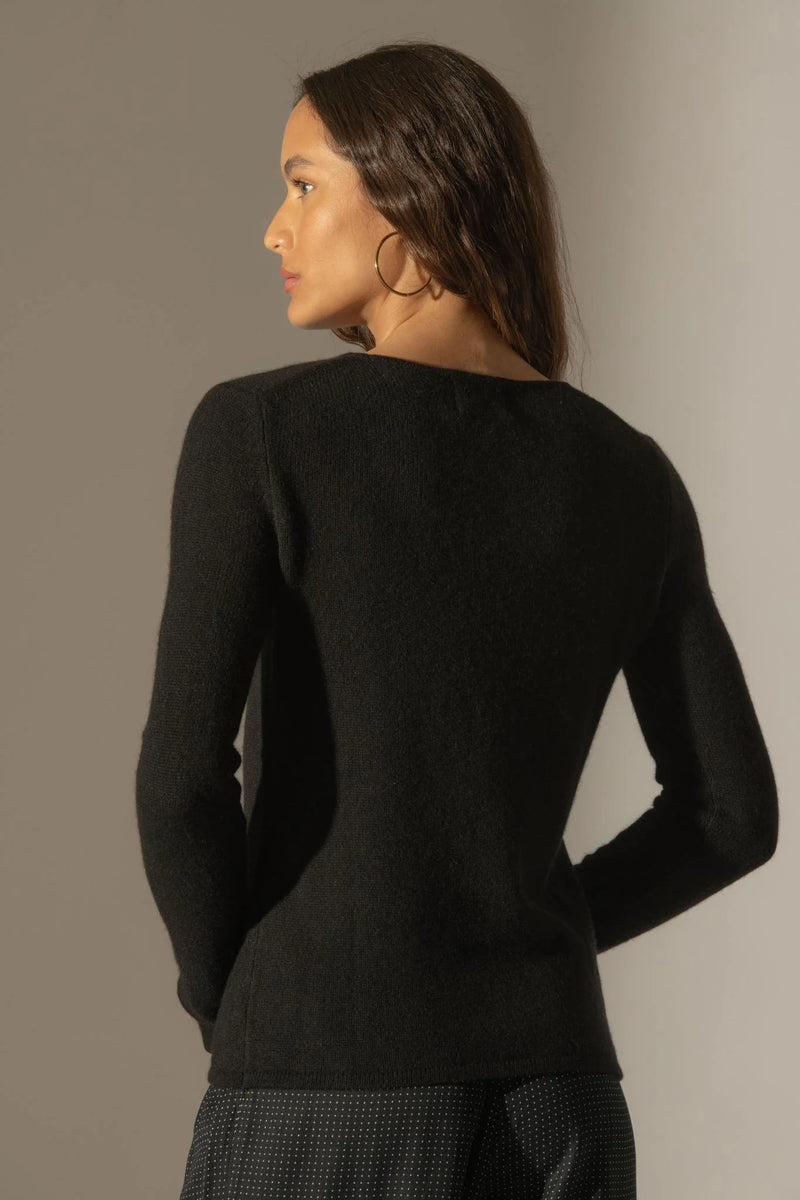 Pull Col Rond 4 Fils - Marya - Noir