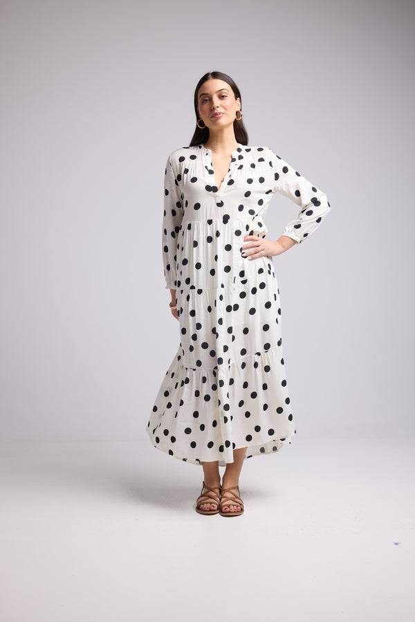 Vestido Largo - Marzia - Negro Blanco