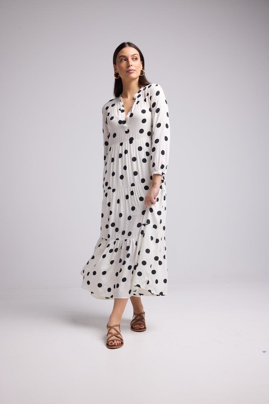Vestido Largo - Marzia - Negro Blanco