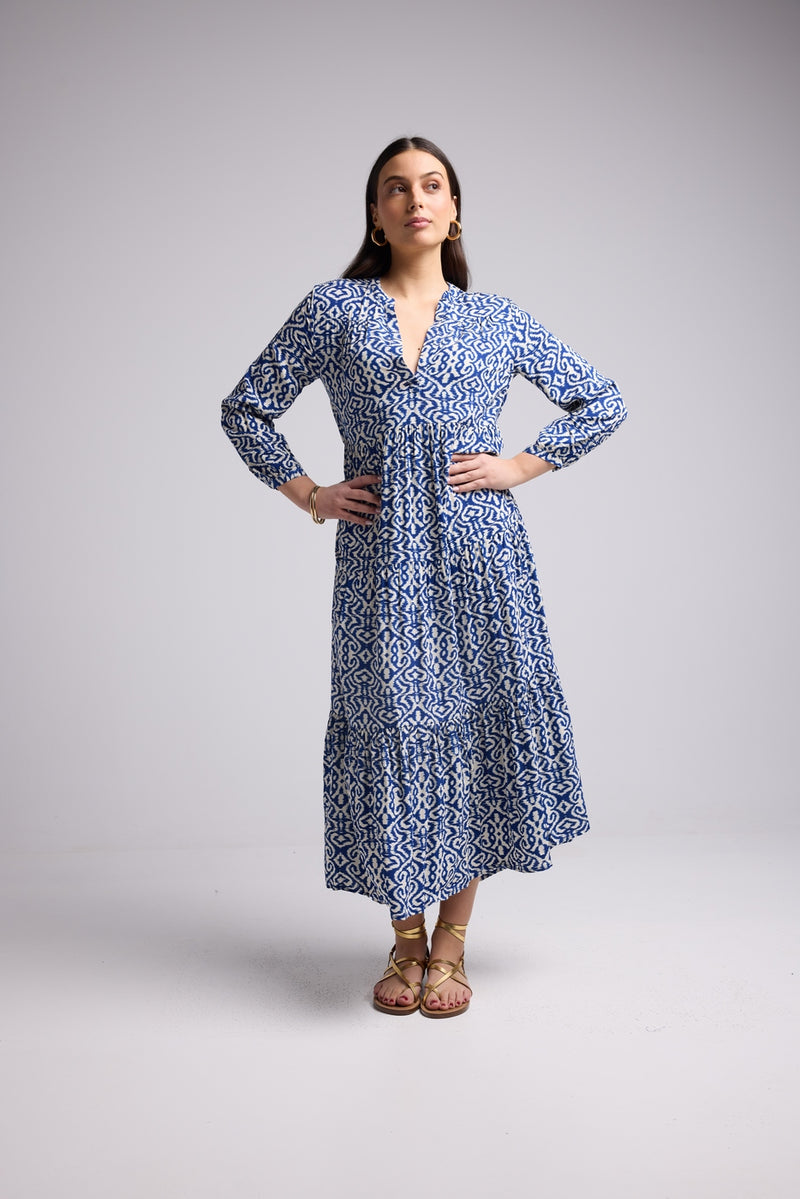 Vestido Largo - Marzia - Blanco Azul
