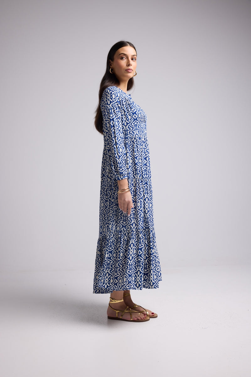Vestido Largo - Marzia - Blanco Azul