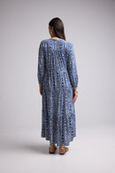 Vestido Largo - Marzia - Blanco Azul
