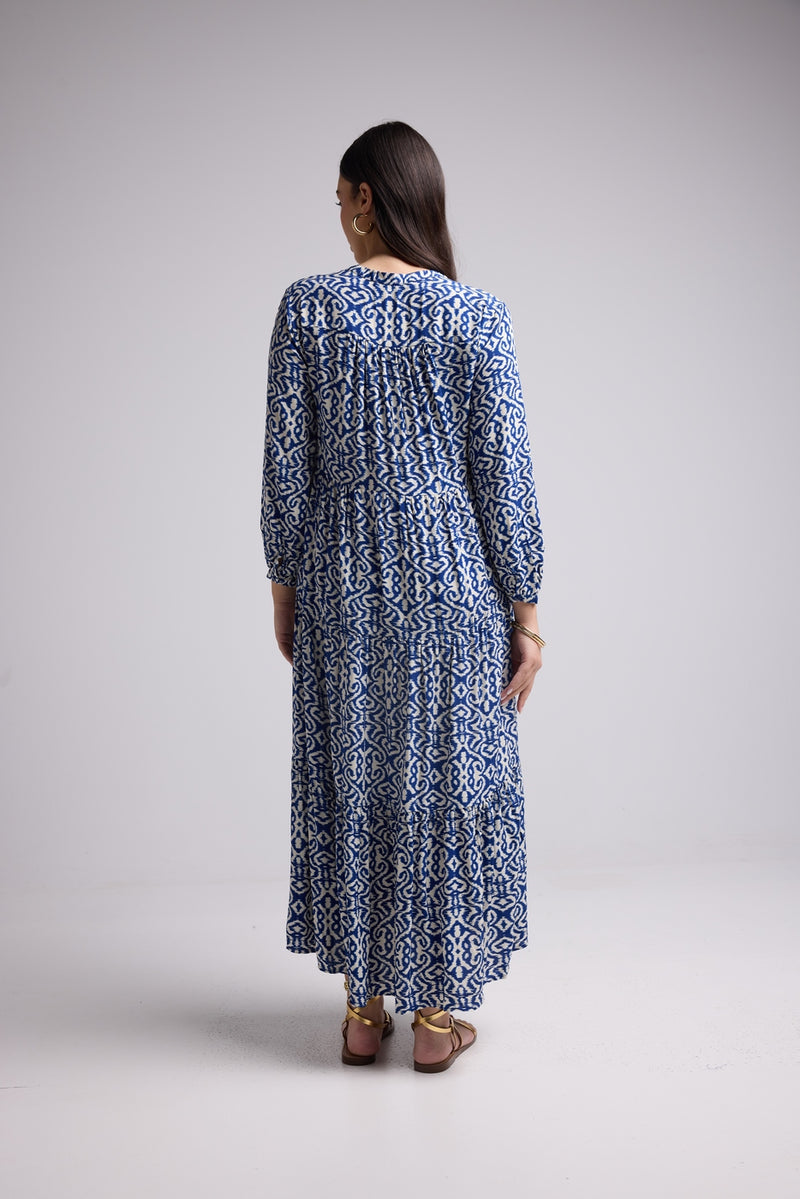 Vestido Largo - Marzia - Blanco Azul