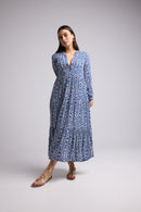 Vestido Largo - Marzia - Blanco Azul