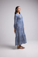 Vestido Largo - Marzia - Blanco Azul