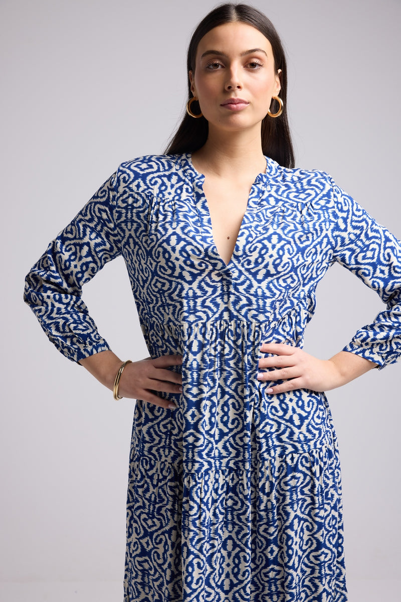 Vestido Largo - Marzia - Blanco Azul