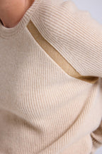 Pull Raglan Lurex Marzia - Beige Crème Et Doré