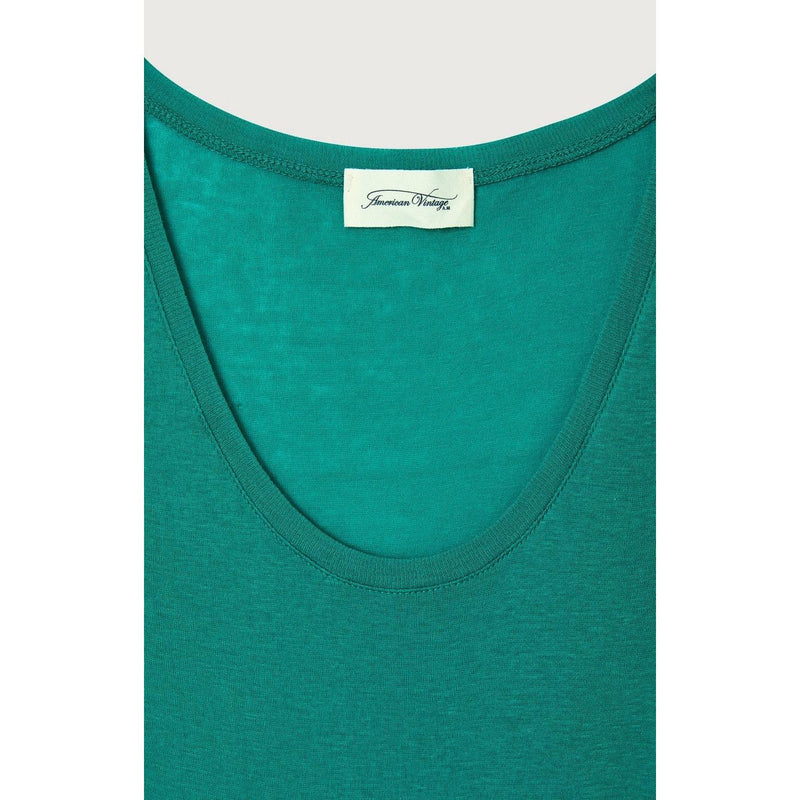 Fitted Round Neck Tank Top - Vintage Peacock - Women