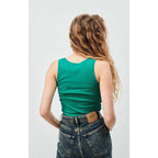 Camiseta de tirantes ajustada con cuello redondo - Pavo real vintage - Mujer