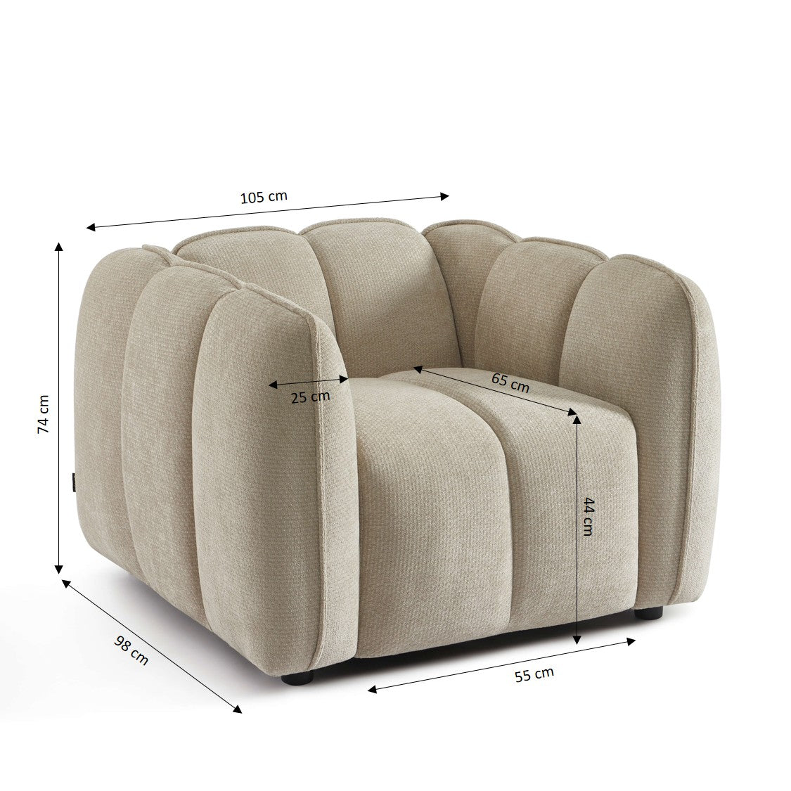 Matilda - Sillón - Tejido Chenilla - Beige