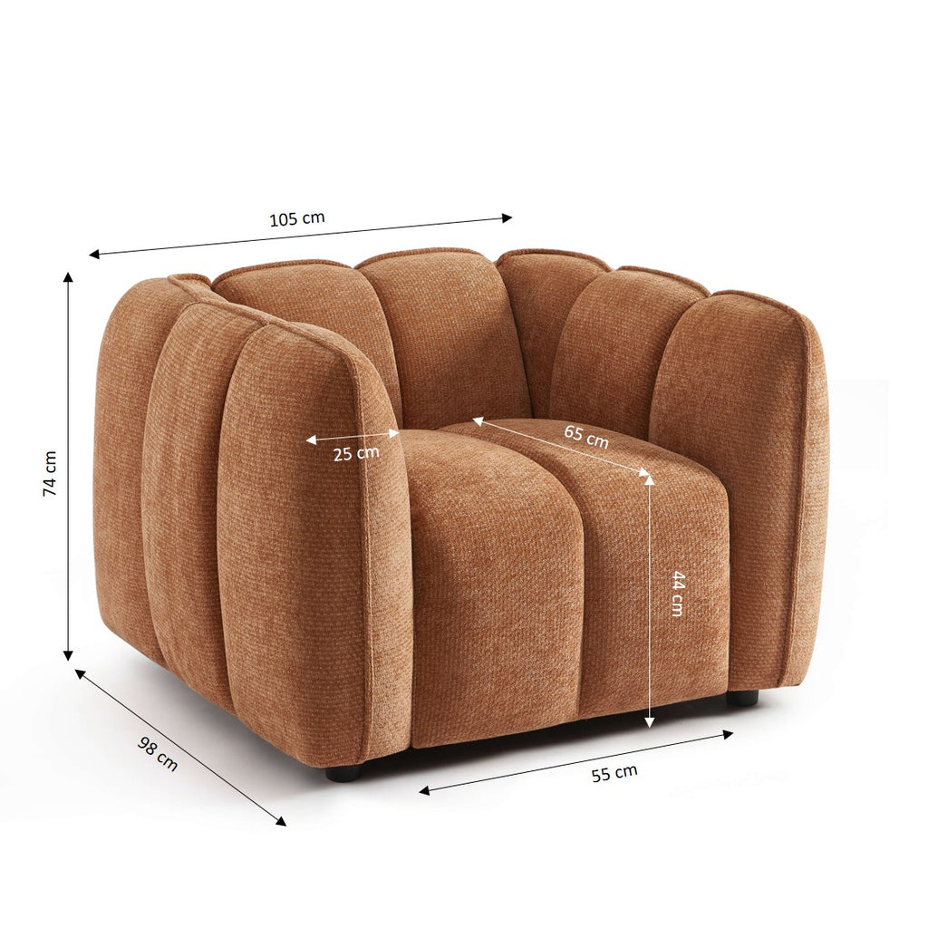 Matilda - Sillón - Tela Chenilla - Terracotta