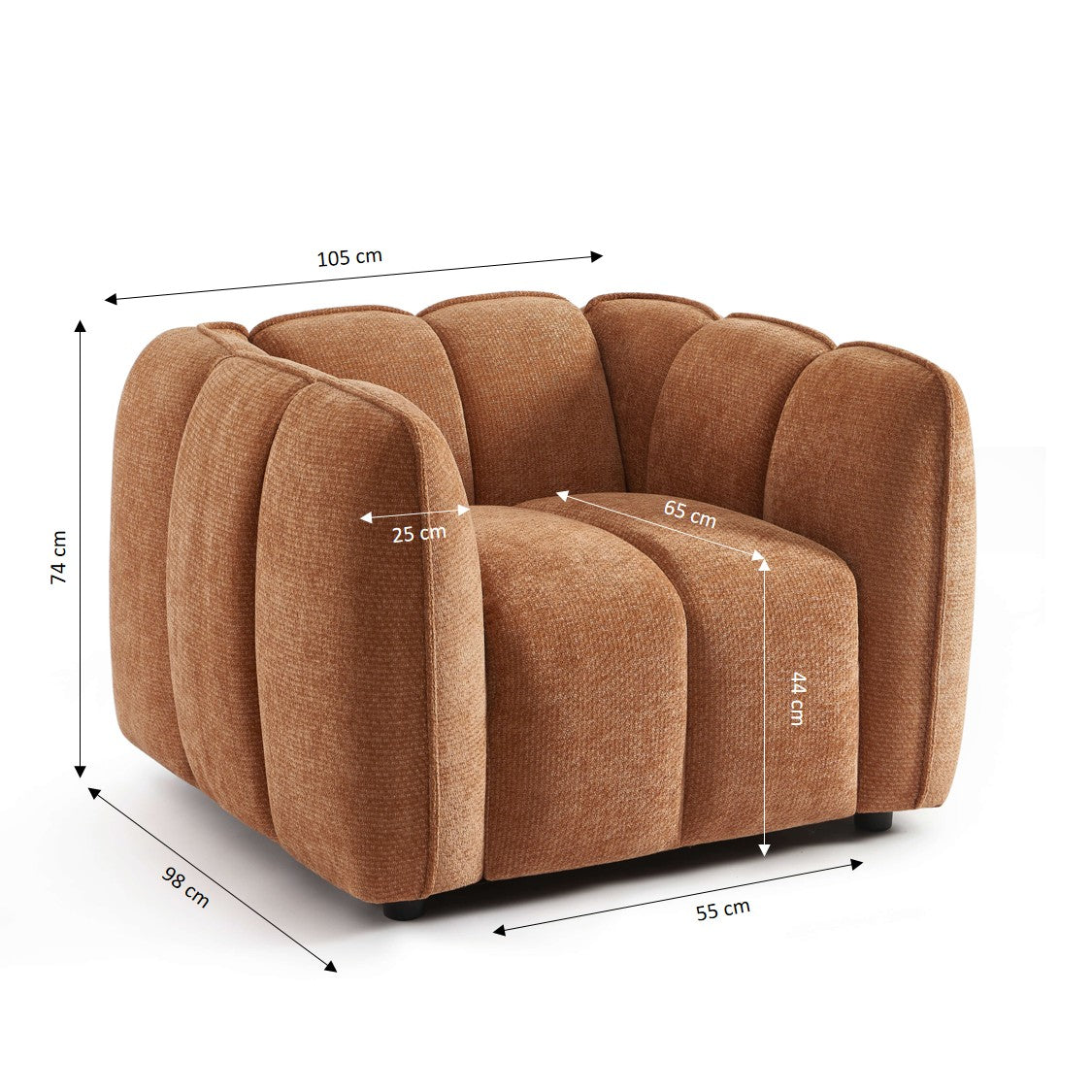 Matilda - Sillón - Tela Chenilla - Terracotta