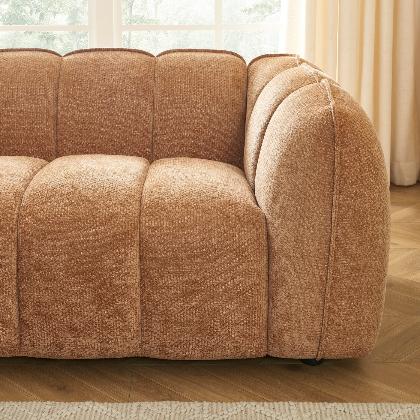 Matilda - 2-Seater Sofa - Chenille Fabric - Terracotta