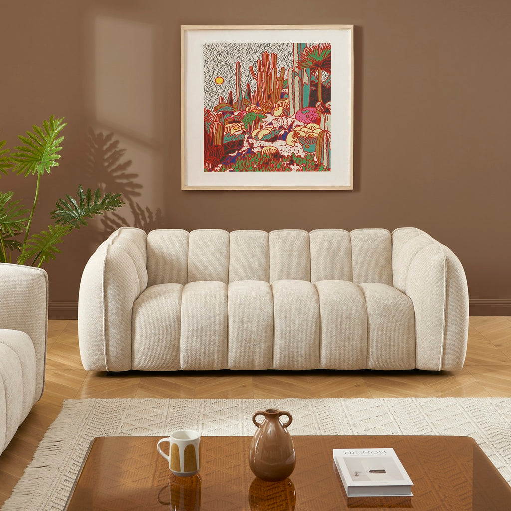 Matilda - 3-Seater Sofa - Chenille Fabric - Beige