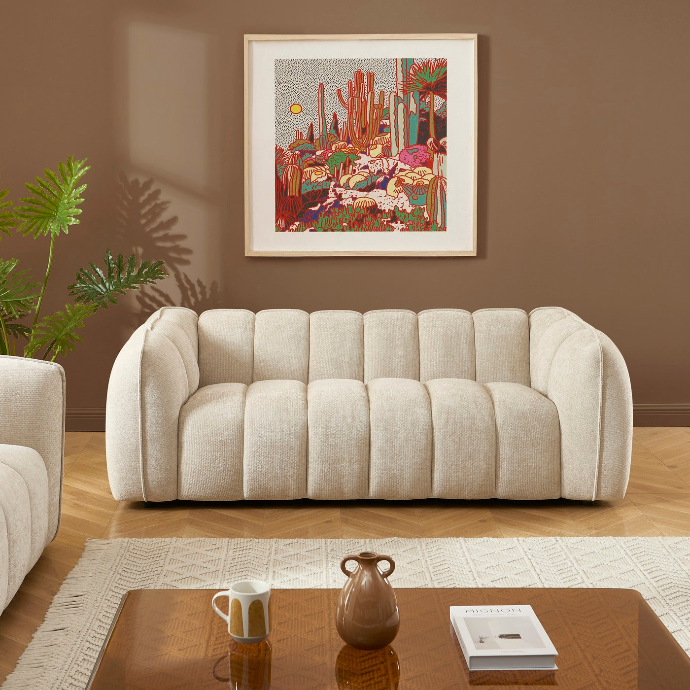 Matilda - 3-Seater Sofa - Chenille Fabric - Beige